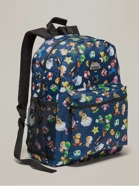 Nintendo  Super Mario Bros Deluxe Navy Character Print Backpack